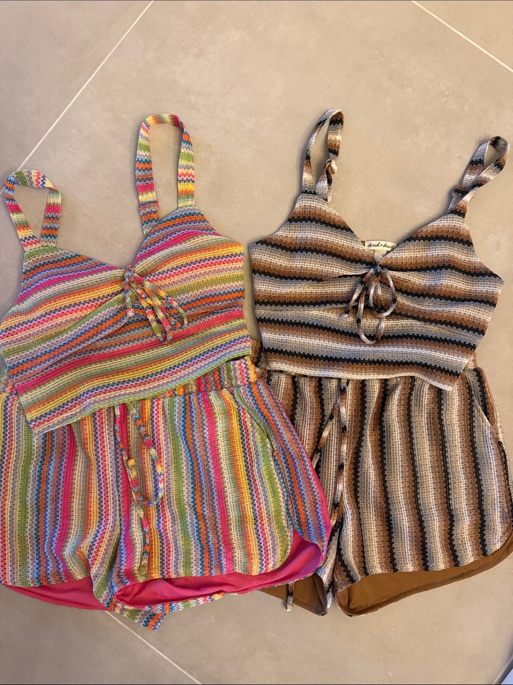 Two Matching SETS! Derek Heart Multicolor & Brown Striped Knit